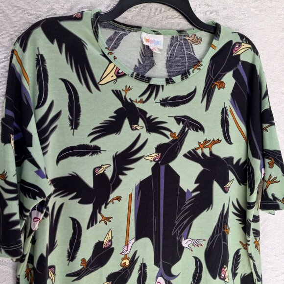 LuLaRoe Seafoam Green Maleficent & Black Crows Hi-Lo Top Size XS (T-392) - Picture 7 of 12